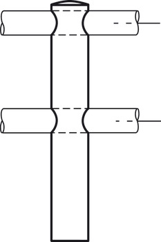 rælingholder, Hylderælingsystem, til 1 rælingstang 6 mm, midterstykke