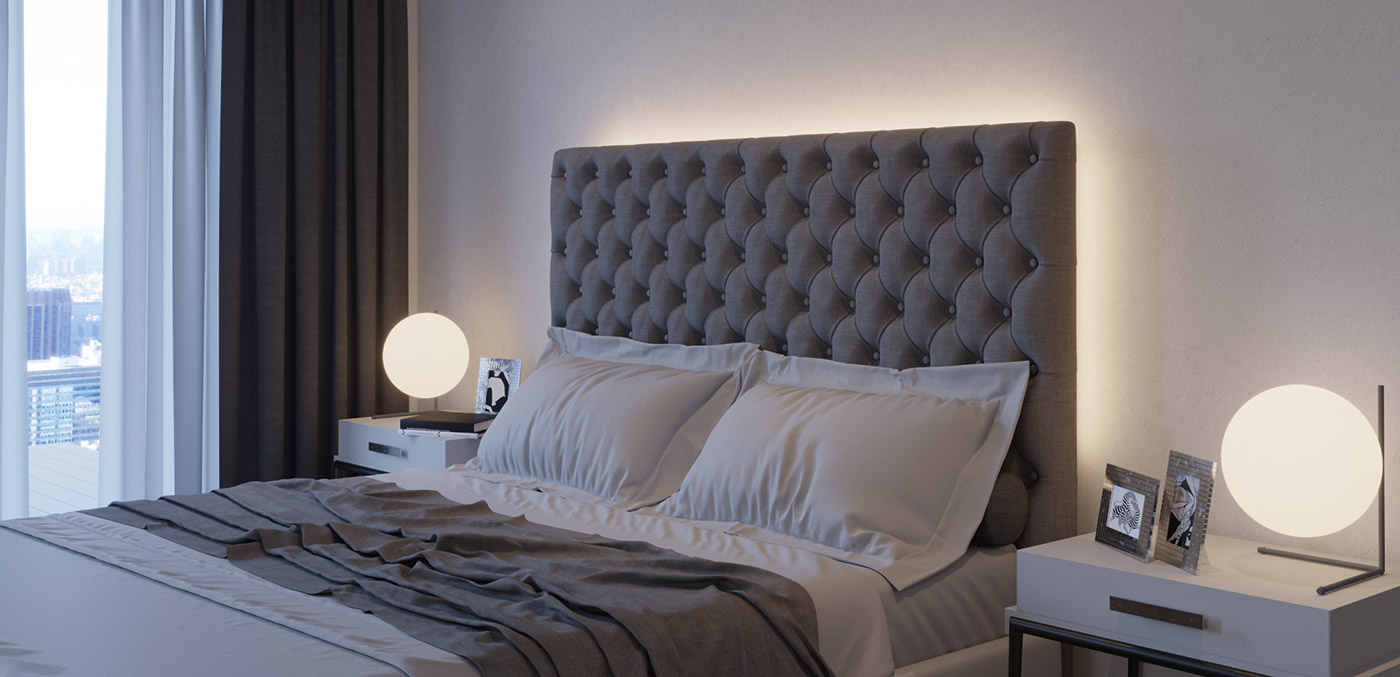 Loox 5 i hotelværelset. Indirekte belysning af sengene skaber stemning.