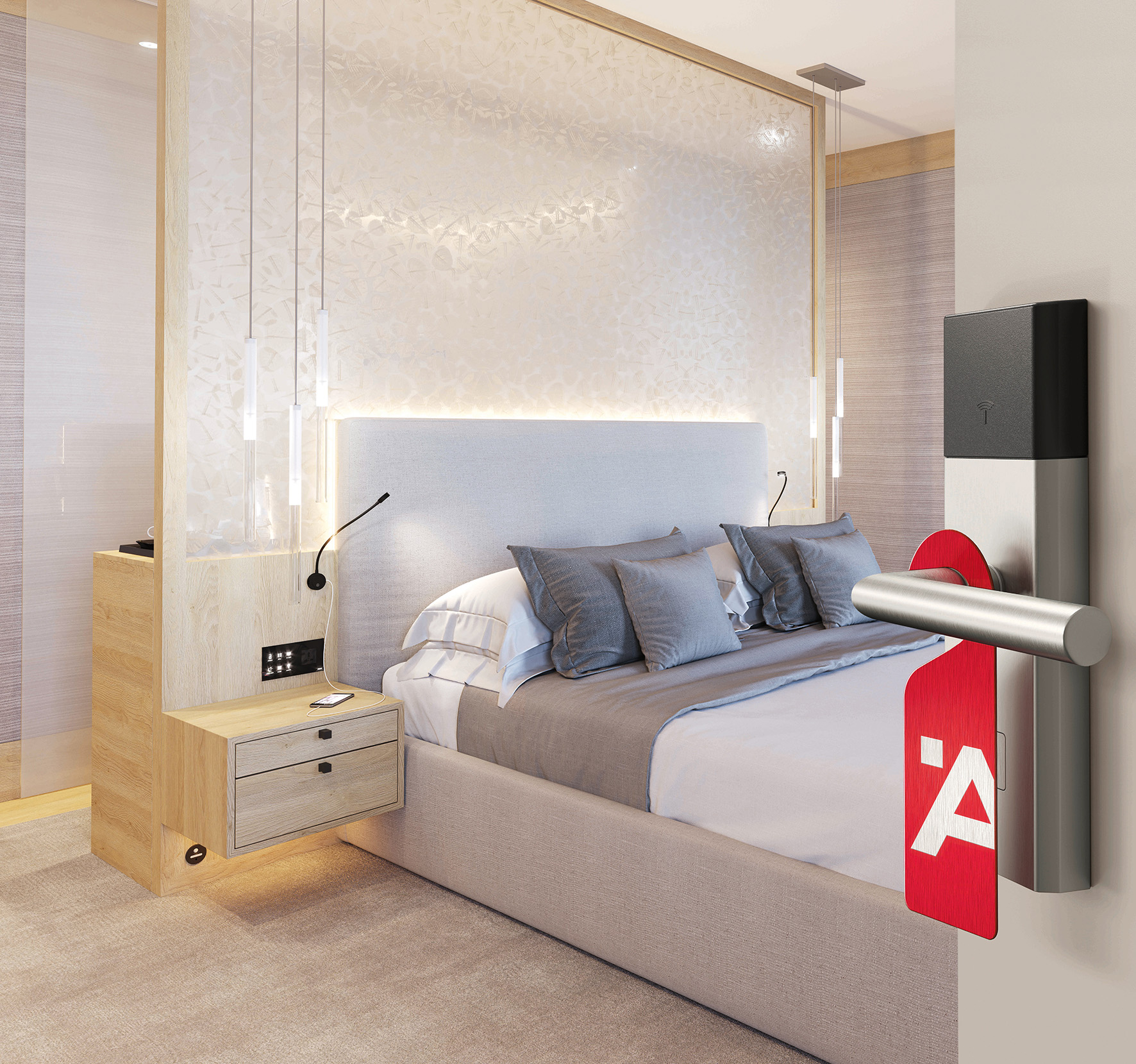 One Room, one Face – one Style. Häfele skaber med sine over 200 produkter i et omfattende, internationalt tilgængeligt hotelsortiment optimale forudsætninger for målgruppeorienteret indretning af hotelværelser.