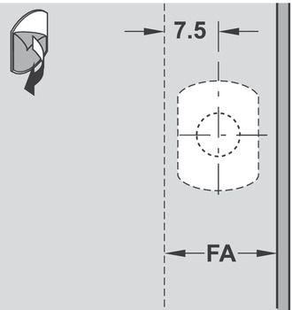 Adapterplatte, gerade, für Druckschnäpper Tip-On, Kurzversion