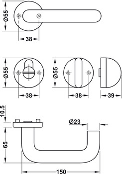 Türdrücker-Garnitur, Polyamid, Hewi, Modell 111.R01.130, 111.R01.230