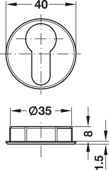Cylinderroset, PZ 60, til profil-halvcylinder, forniklet
