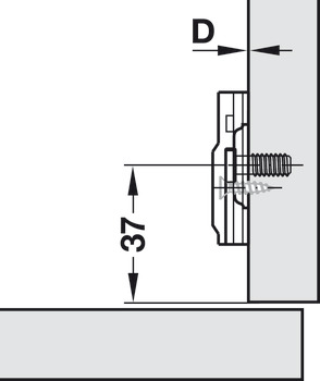 krydsmontageplade, Häfele Metalla 310 SM, med clip-montageteknik, højdejustering ±2 mm via langhul, til påskruning med spånpladeskruer
