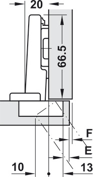Kophængsel, Blum Clip Top Blumotion 110°, udenpåliggende, lågeoverlæg op til 20 mm