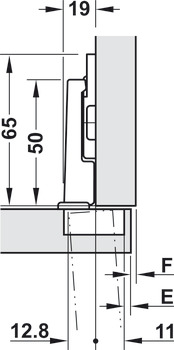 Kophængsel, Blum-modul 95°, til anvendelse i køleskabsdøre