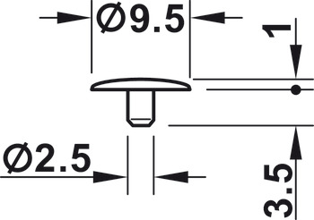 Dækkappe, til skruer med hul til dækkappe 2,5 mm, krydskærv PZ2