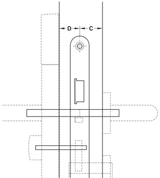firkantsæt, til samling af udvendigt og indvendigt dørgreb og drejeknoppen med indstikslåsen