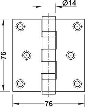 påskruningshængsel, DHB 1212, til ufalsede døre, størrelse 76 mm