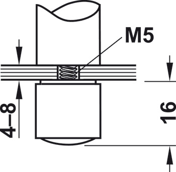 rælingholder, Hylderælingsystem, til 2 rælingstænger 10 mm, midterstykke