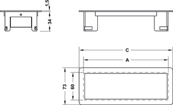 Indbygningsramme, til modulært stikdåseelement, paneltykkelse fra 10 mm