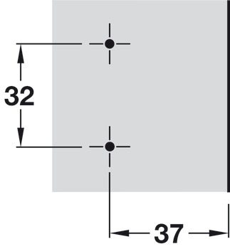 krydsmontageplade, Häfele Metalla SM Kombi, højdejustering ±2 mm via langhul