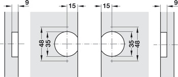 foldedørshængsel, Fuge 0-10 mm, åbningsvinkel 180°, med lukkeautomatik