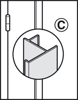 Hjørnetilslutningsprofil Ⓒ, Sanitært skillevægssystem i aluminium