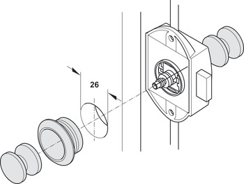 Drejestangslås, Push-Lock, dornmål 25 mm, dobbeltsidet betjening