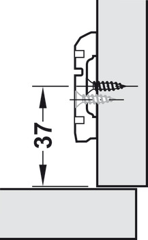 krydsmontageplade, Häfele Metallamat A, højdejustering via langhul