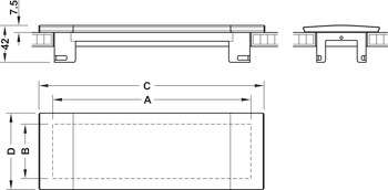 Indbygningsramme med designafdækning, til modulært stikdåseelement, paneltykkelse fra 10 mm