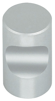 Møbelknopgreb, af aluminium, cylindrisk, med grebsfordybning