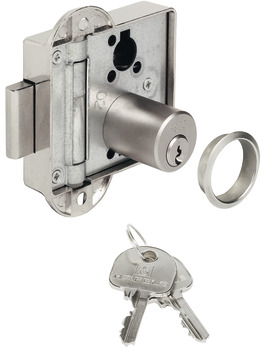 Drejestangslås, Häfele Standard Nova, med stiftcylinder, kundespecifikt låsesystem HS/GHS, dornmål 40 mm