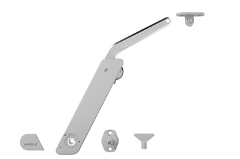 klapbeslag, Häfele Free flap H 1.5 – kunststof med metalstøttearm, sæt af 1 til enkeltsidet brug